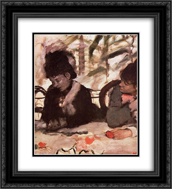 At the Cafe 20x22 Black Ornate Wood Framed Art Print Poster with Double Matting by Degas, Edgar