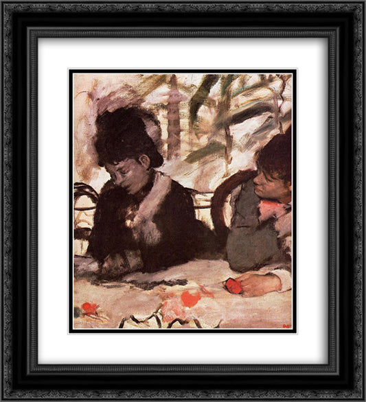 At the Cafe 20x22 Black Ornate Wood Framed Art Print Poster with Double Matting by Degas, Edgar