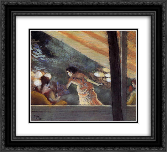 At the Cafe des Ambassadeurs 22x20 Black Ornate Wood Framed Art Print Poster with Double Matting by Degas, Edgar