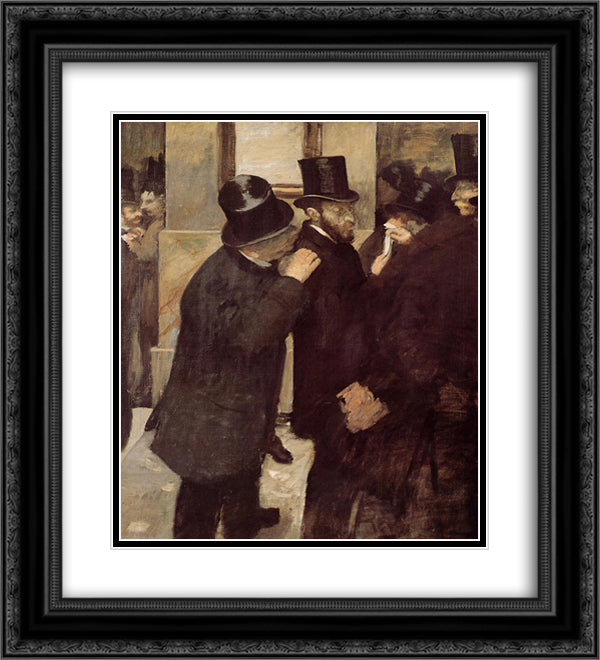 At the Stock Exchange 20x22 Black Ornate Wood Framed Art Print Poster with Double Matting by Degas, Edgar