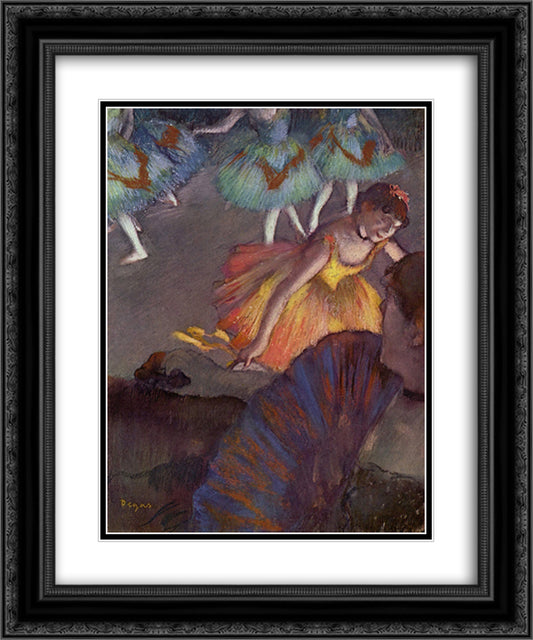 Ballerina and Lady with a Fan 20x24 Black Ornate Wood Framed Art Print Poster with Double Matting by Degas, Edgar