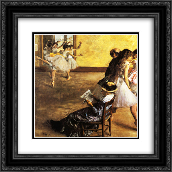 Ballet Class, the Dance Hall 20x20 Black Ornate Wood Framed Art Print Poster with Double Matting by Degas, Edgar