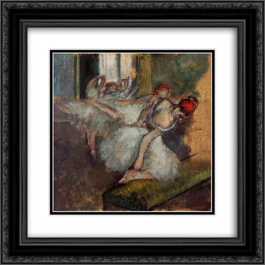 Ballet Dancers 20x20 Black Ornate Wood Framed Art Print Poster with Double Matting by Degas, Edgar