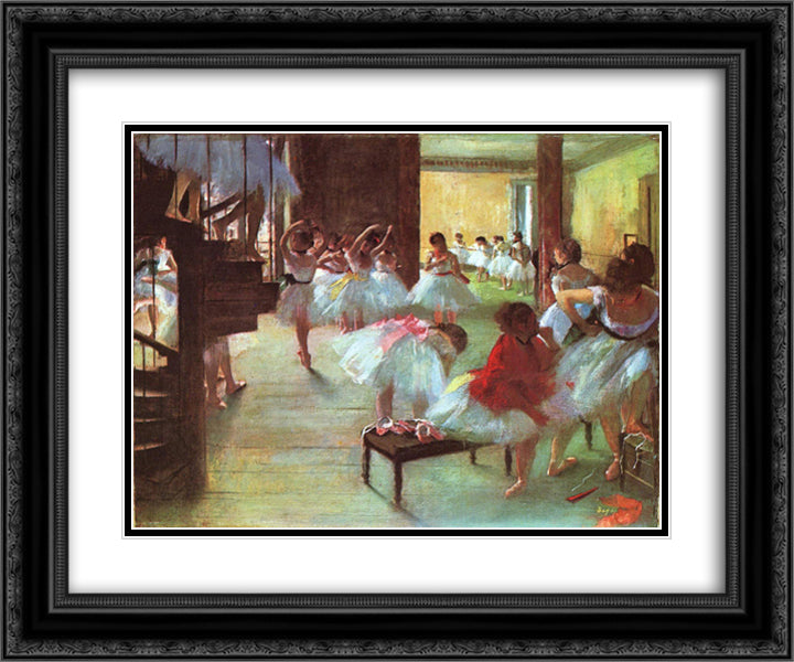 Ballet School 24x20 Black Ornate Wood Framed Art Print Poster with Double Matting by Degas, Edgar