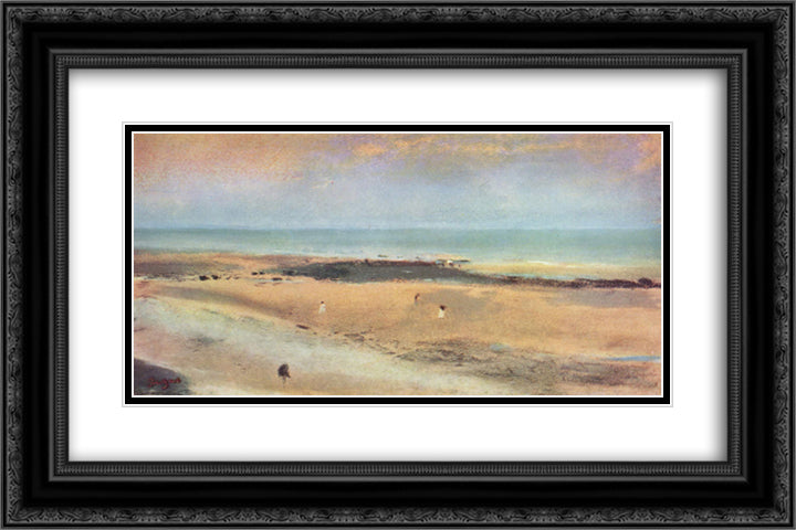 Beach at Ebbe 24x16 Black Ornate Wood Framed Art Print Poster with Double Matting by Degas, Edgar