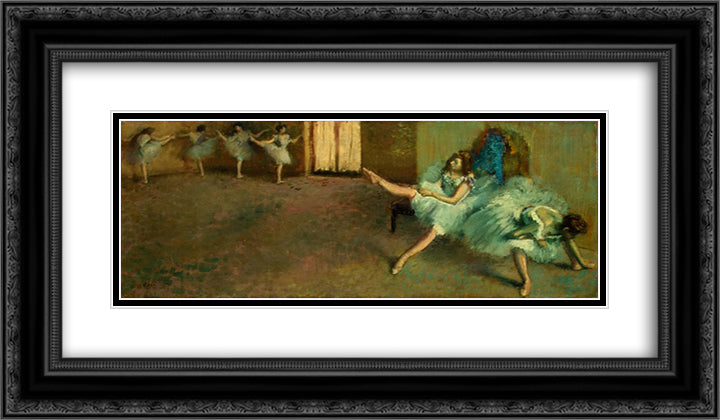 Before the Ballet (detail) 24x14 Black Ornate Wood Framed Art Print Poster with Double Matting by Degas, Edgar