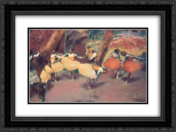 Before the Performance 24x18 Black Ornate Wood Framed Art Print Poster with Double Matting by Degas, Edgar