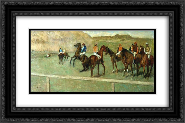 Before the Start 24x16 Black Ornate Wood Framed Art Print Poster with Double Matting by Degas, Edgar