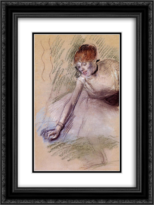 Bowing Dancer 18x24 Black Ornate Wood Framed Art Print Poster with Double Matting by Degas, Edgar