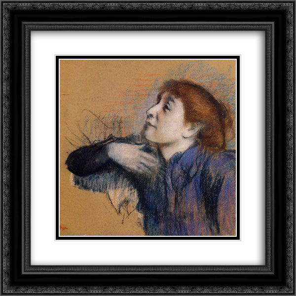 Bust of a Woman 20x20 Black Ornate Wood Framed Art Print Poster with Double Matting by Degas, Edgar