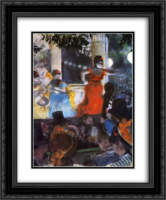 Cafe Concert - At Les Ambassadeurs 20x24 Black Ornate Wood Framed Art Print Poster with Double Matting by Degas, Edgar