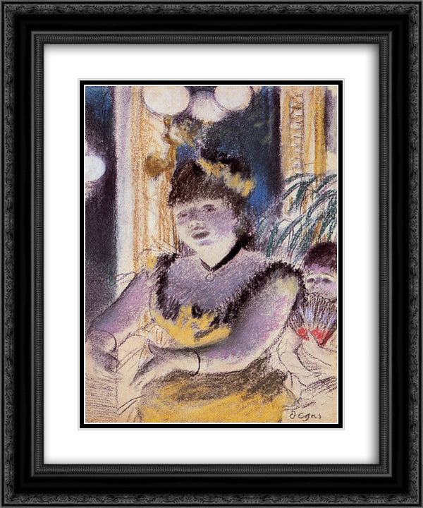 Cafe-Concert Singer 20x24 Black Ornate Wood Framed Art Print Poster with Double Matting by Degas, Edgar