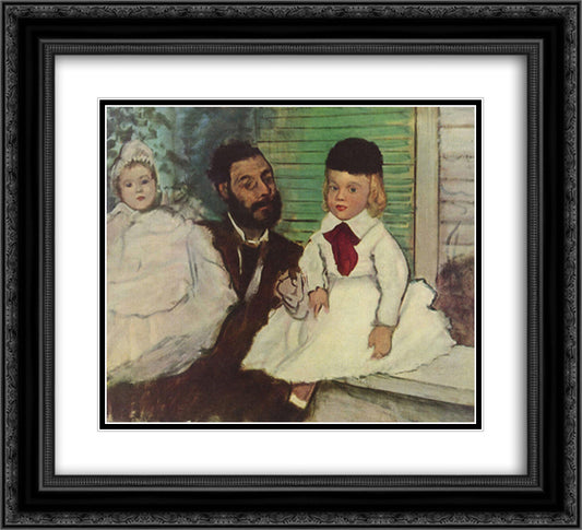 Comte Le Pic and his Sons 22x20 Black Ornate Wood Framed Art Print Poster with Double Matting by Degas, Edgar