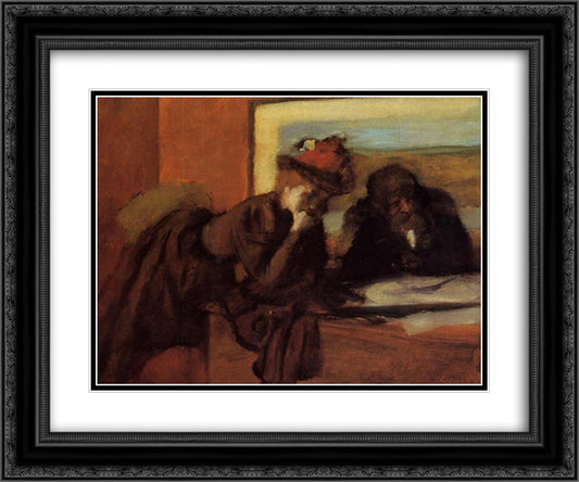 Conversation 24x20 Black Ornate Wood Framed Art Print Poster with Double Matting by Degas, Edgar