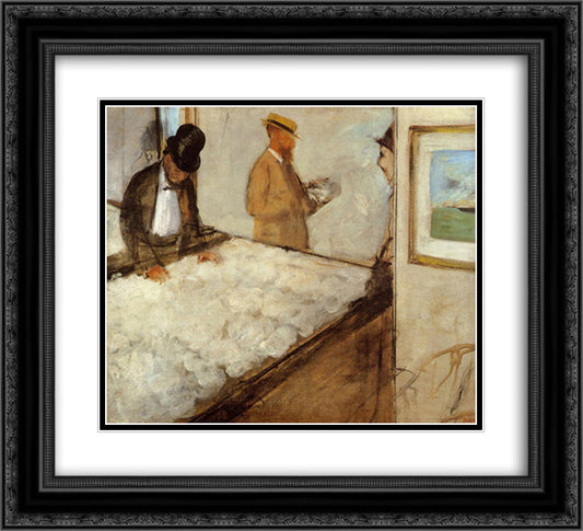 Cotton Merchants in New Orleans 22x20 Black Ornate Wood Framed Art Print Poster with Double Matting by Degas, Edgar