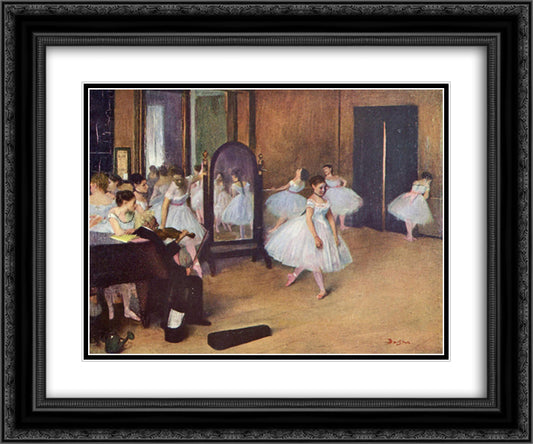 Dance Class 24x20 Black Ornate Wood Framed Art Print Poster with Double Matting by Degas, Edgar