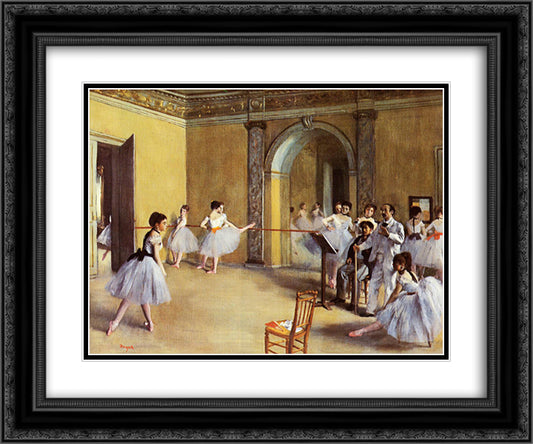 Dance Class at the Opera 24x20 Black Ornate Wood Framed Art Print Poster with Double Matting by Degas, Edgar