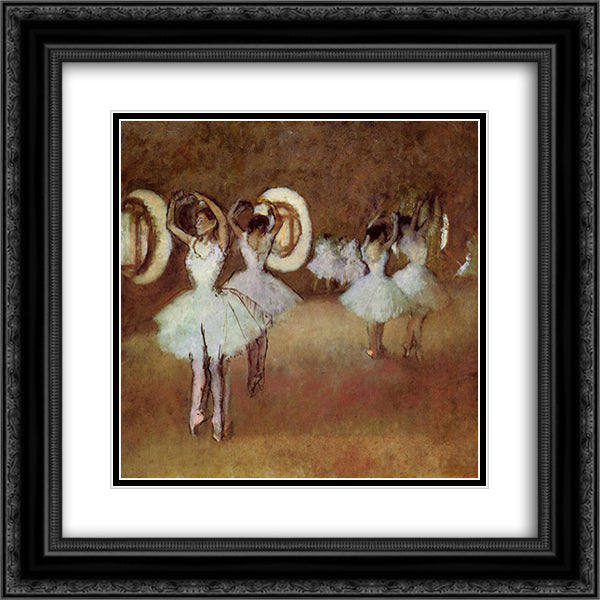 Dance Rehearsal in the Studio of the Opera 20x20 Black Ornate Wood Framed Art Print Poster with Double Matting by Degas, Edgar