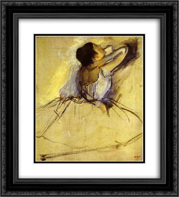 Dancer 20x22 Black Ornate Wood Framed Art Print Poster with Double Matting by Degas, Edgar