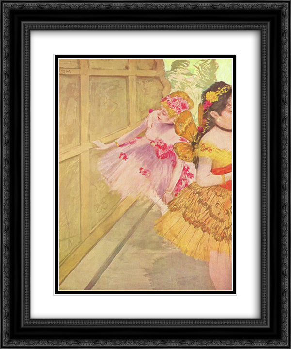 Dancer against a stage flat 20x24 Black Ornate Wood Framed Art Print Poster with Double Matting by Degas, Edgar