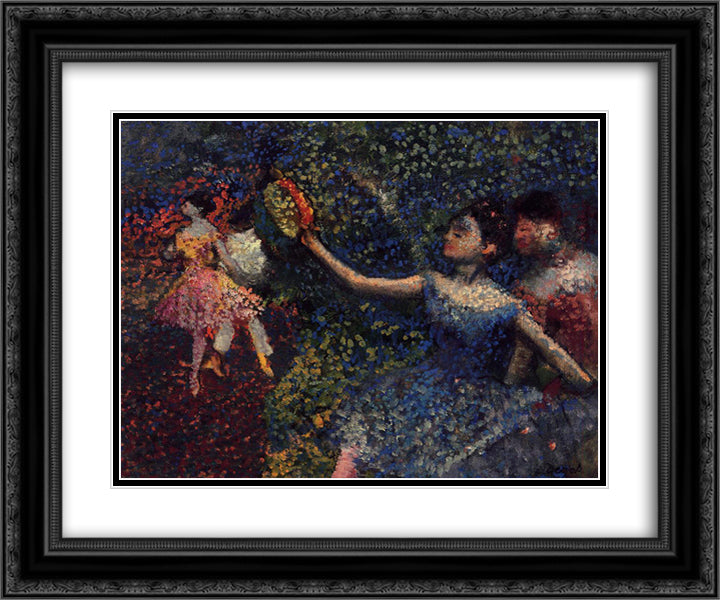 Dancer and Tambourine 24x20 Black Ornate Wood Framed Art Print Poster with Double Matting by Degas, Edgar