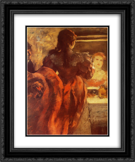 Dancer in her dressing room 20x24 Black Ornate Wood Framed Art Print Poster with Double Matting by Degas, Edgar