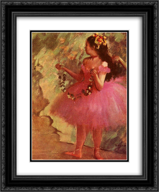 Dancer in pink dress 20x24 Black Ornate Wood Framed Art Print Poster with Double Matting by Degas, Edgar