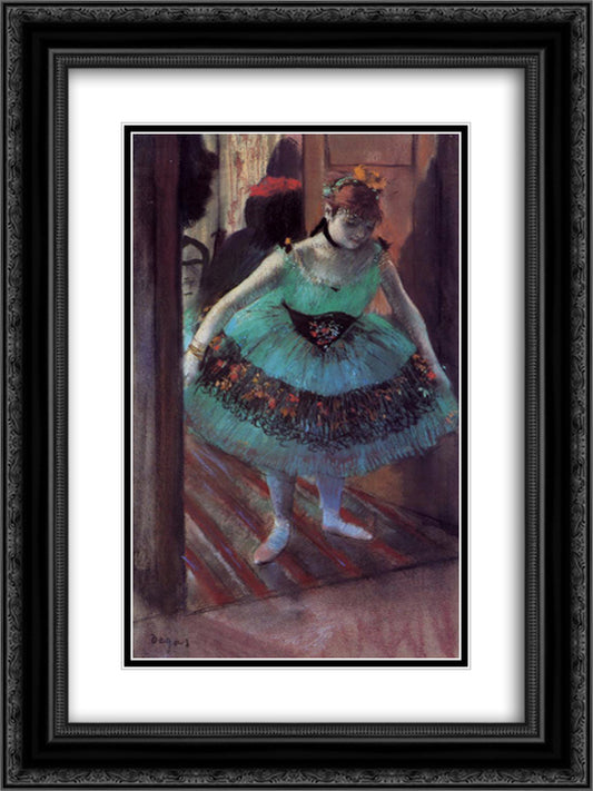 Dancer Leaving Her Dressing Room 18x24 Black Ornate Wood Framed Art Print Poster with Double Matting by Degas, Edgar