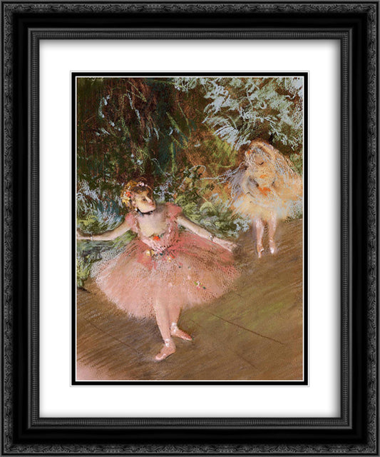 Dancer on Stage 20x24 Black Ornate Wood Framed Art Print Poster with Double Matting by Degas, Edgar