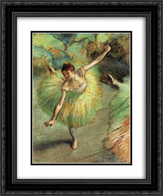 Dancer Tilting 20x24 Black Ornate Wood Framed Art Print Poster with Double Matting by Degas, Edgar