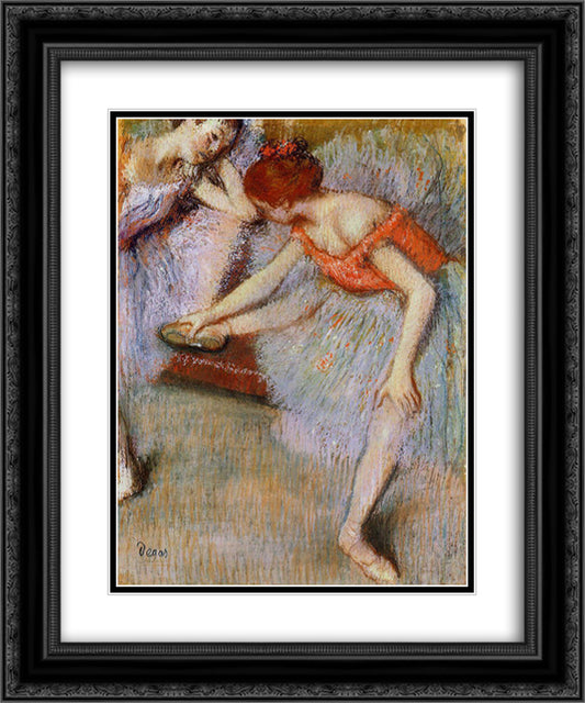 Dancers 20x24 Black Ornate Wood Framed Art Print Poster with Double Matting by Degas, Edgar