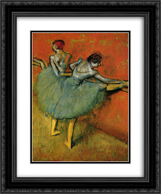 Dancers at the Barre 20x24 Black Ornate Wood Framed Art Print Poster with Double Matting by Degas, Edgar