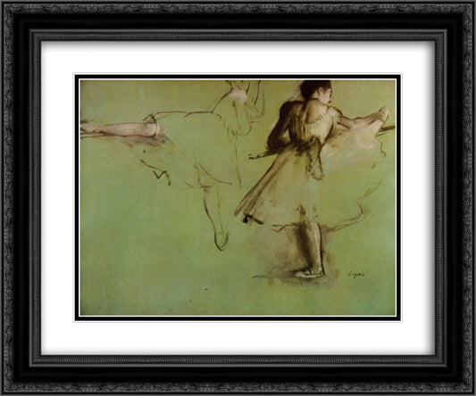 Dancers at the Barre (study) 24x20 Black Ornate Wood Framed Art Print Poster with Double Matting by Degas, Edgar