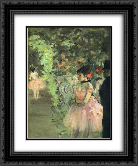 Dancers Backstage 20x24 Black Ornate Wood Framed Art Print Poster with Double Matting by Degas, Edgar