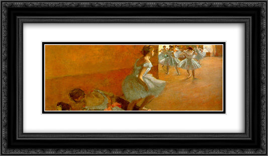 Dancers Climbing the Stairs 24x14 Black Ornate Wood Framed Art Print Poster with Double Matting by Degas, Edgar