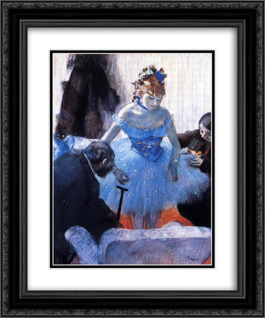 Dancer's Dressing Room 20x24 Black Ornate Wood Framed Art Print Poster with Double Matting by Degas, Edgar