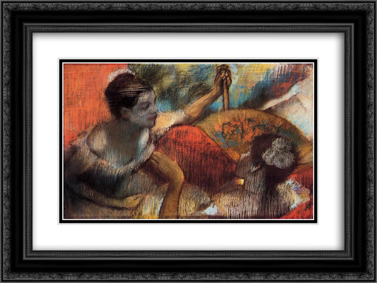 Dancers in a Box 24x18 Black Ornate Wood Framed Art Print Poster with Double Matting by Degas, Edgar