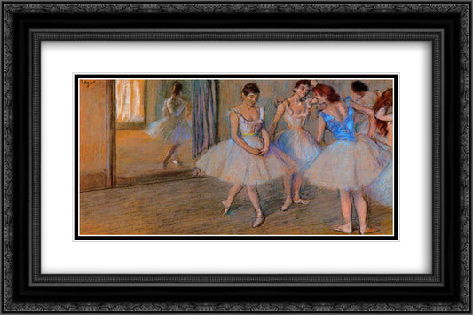 Dancers in a Studio 24x16 Black Ornate Wood Framed Art Print Poster with Double Matting by Degas, Edgar