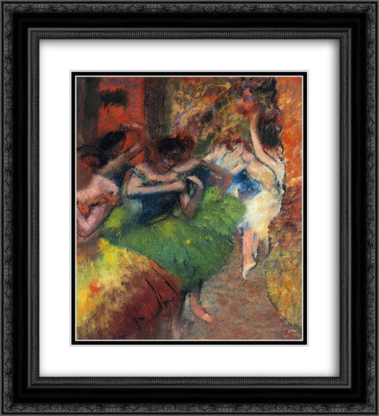 Dancers in the Wings 20x22 Black Ornate Wood Framed Art Print Poster with Double Matting by Degas, Edgar