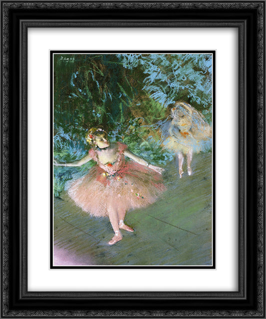 Dancers on Set 20x24 Black Ornate Wood Framed Art Print Poster with Double Matting by Degas, Edgar