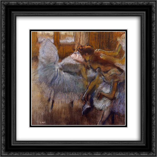 Dancers Relaxing 20x20 Black Ornate Wood Framed Art Print Poster with Double Matting by Degas, Edgar