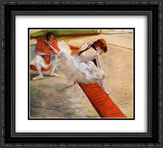 Dancers Resting 22x20 Black Ornate Wood Framed Art Print Poster with Double Matting by Degas, Edgar