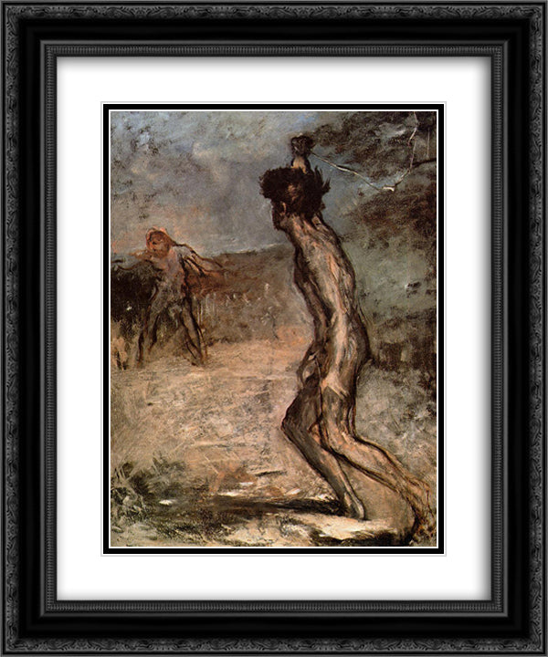 David and Goliath 20x24 Black Ornate Wood Framed Art Print Poster with Double Matting by Degas, Edgar