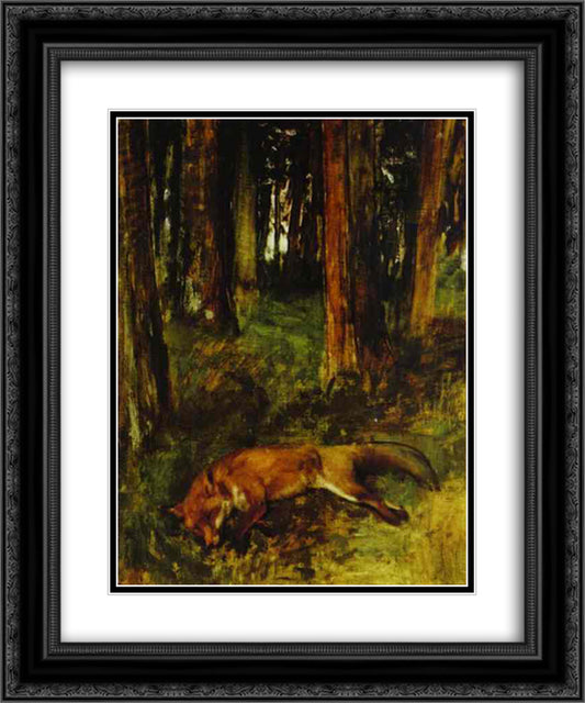Dead fox lying in the Undergrowth 20x24 Black Ornate Wood Framed Art Print Poster with Double Matting by Degas, Edgar