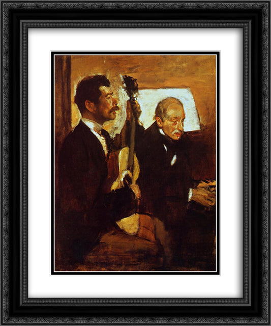 Degas' Father Listening to Lorenzo Pagans 20x24 Black Ornate Wood Framed Art Print Poster with Double Matting by Degas, Edgar