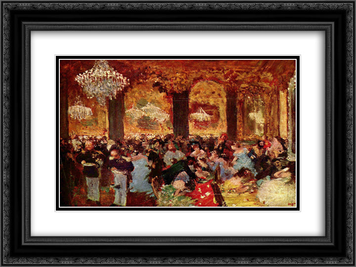 Dinner at the Ball 24x18 Black Ornate Wood Framed Art Print Poster with Double Matting by Degas, Edgar