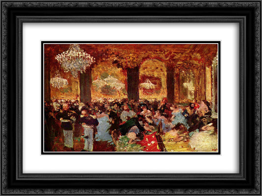 Dinner at the Ball 24x18 Black Ornate Wood Framed Art Print Poster with Double Matting by Degas, Edgar