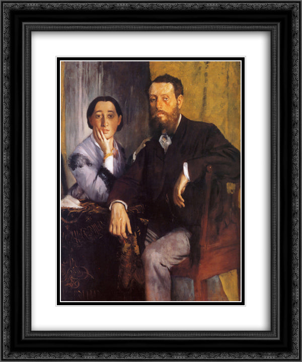 Edmond and Therese Morbilli 20x24 Black Ornate Wood Framed Art Print Poster with Double Matting by Degas, Edgar