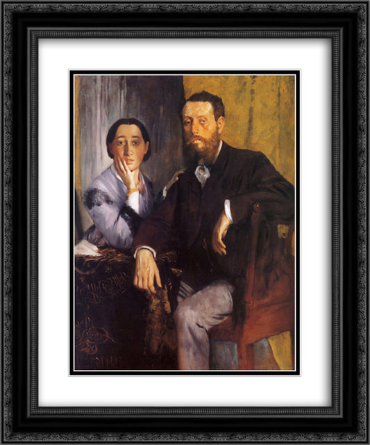 Edmond and Therese Morbilli 20x24 Black Ornate Wood Framed Art Print Poster with Double Matting by Degas, Edgar
