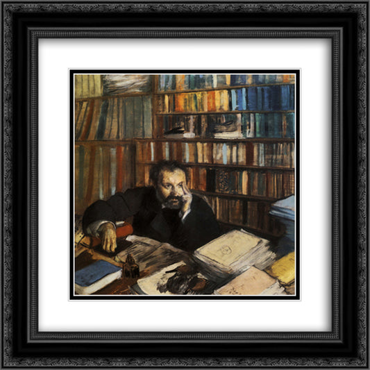 Edmond Duranty 20x20 Black Ornate Wood Framed Art Print Poster with Double Matting by Degas, Edgar